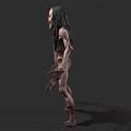 Scary Horror Game Movie Character With Emaciated Body Long Hair Sharp Claws And Wide Grin