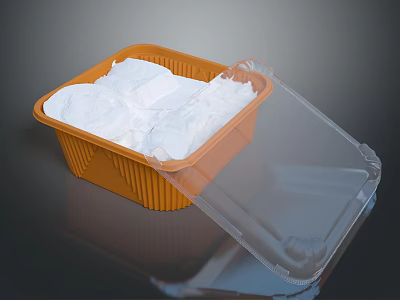 Fresh Powdered Food In Orange Plastic Container With Transparent Open Lid 3d model