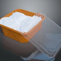 Fresh Powdered Food In Orange Plastic Container With Transparent Open Lid
