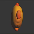 Cute Yellow Fish Doll With Big Eyes Orange Fins And Tail On Black Background