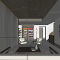 Modern Meeting Room Interior With Gray Tones Wooden Wall Sofa And Chairs