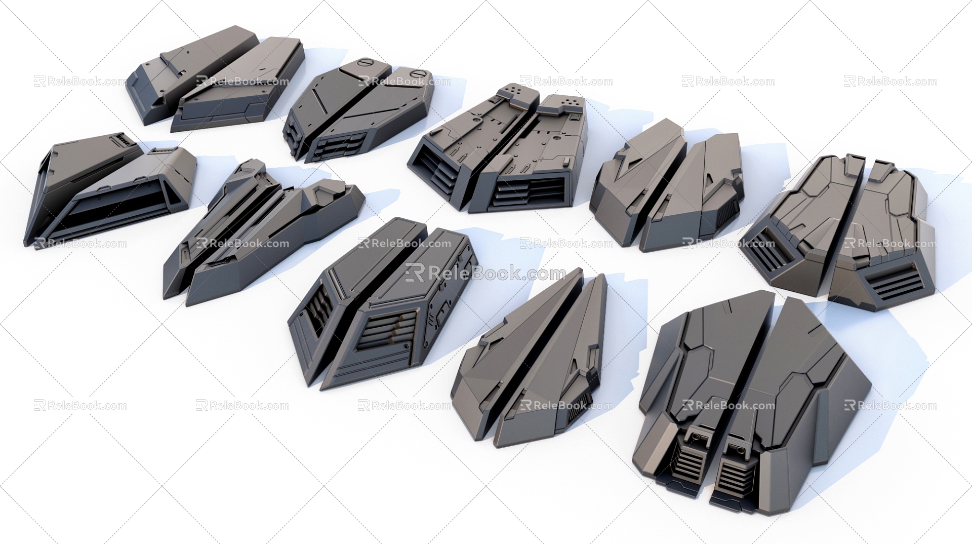 sci-fi mechanical parts hard surface combination 3d model