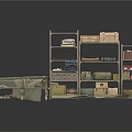 Military Camp Scenery With Shelves Boxes And Cots In Natural Landscape