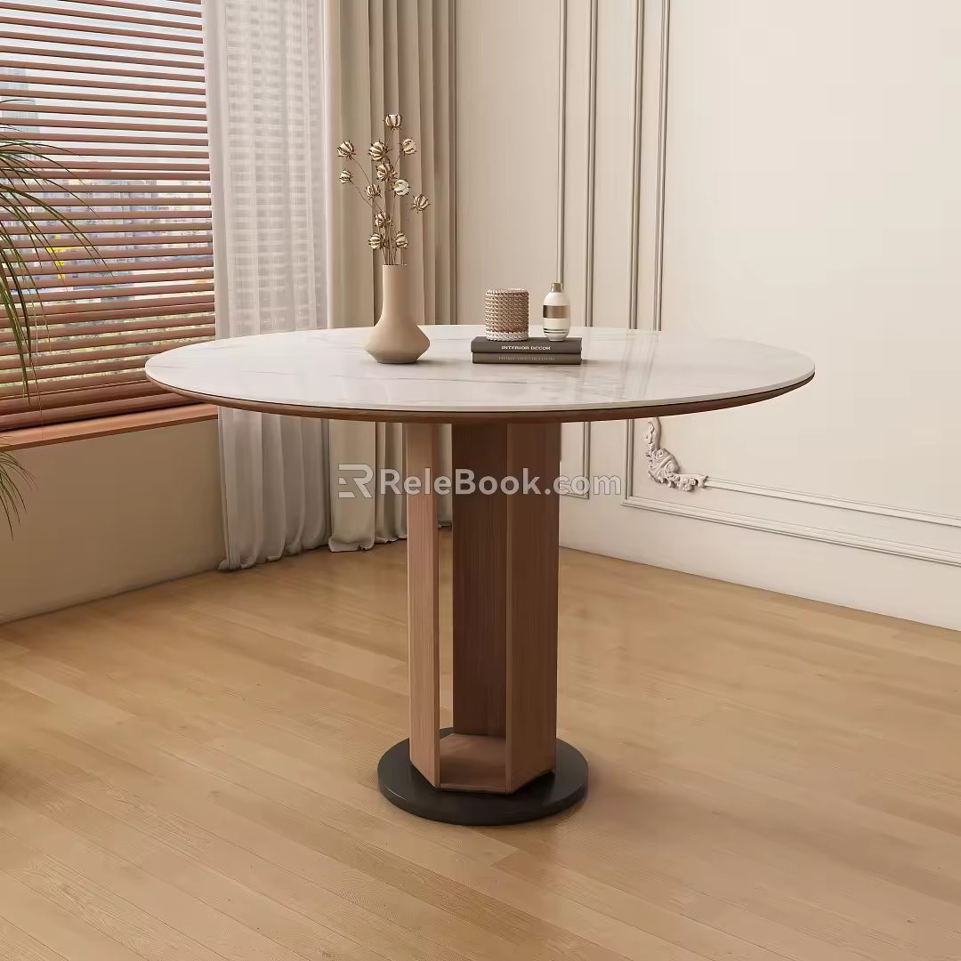 Modern round dining table 3d model
