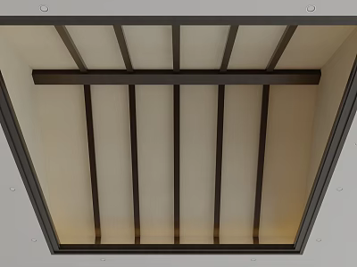 Modern Ceiling Design With Wooden Grid Framework And Light Colored Panels 3d model
