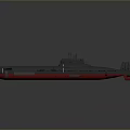 Detailed 3D Rendered Submarine Model With Gray Hull Red Bottom And Naval Structure