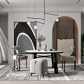 Modern Dining Table and Chair Combination 3d model