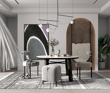 Modern Dining Table and Chair Combination 3d model