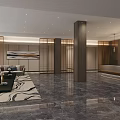 Modern Hotel Lobby Interior With Marble Floor Sofa Seating And Reception Desk