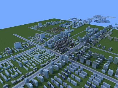 Aerial Planning of Urban Area with Detailed Building Layout Streets and Green Spaces 3d model