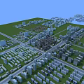 Aerial Planning of Urban Area with Detailed Building Layout Streets and Green Spaces