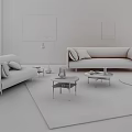 Modern Living Room With Green Orange Sofa And Small Coffee Table Set On Gray Rug 3d model