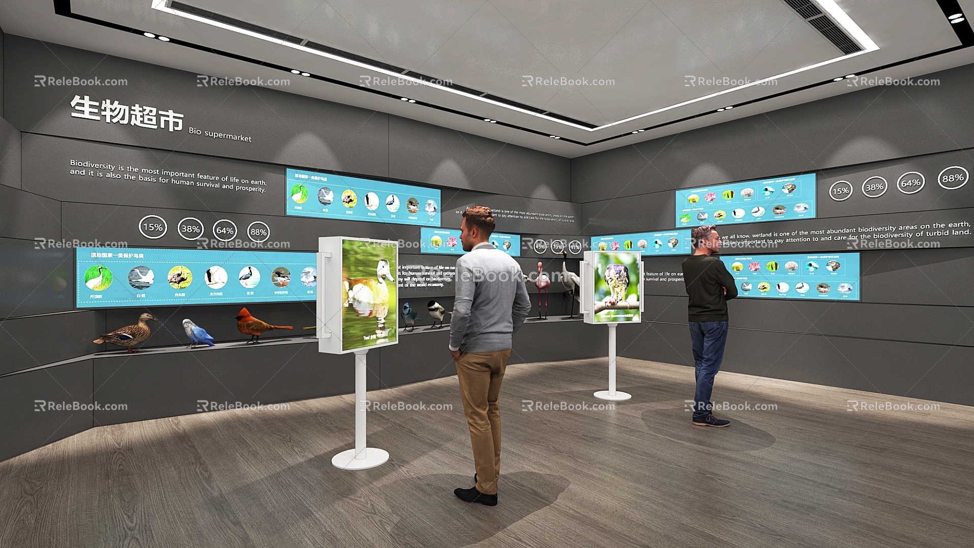 Exhibition Hall Exhibition Display Science Museum Museum Bird Specimens Multimedia Interactive Exhibition Education Science Popularization 3d model