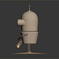 Cartoon Robot Game And Movie Character With Big Round Eyes Striped Arms And Smiling Face