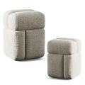 Light Gray Upholstered Sofa Stool With Ergonomic Cushion And Sturdy Design 3d model