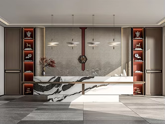 New Chinese Front Desk Front Desk 3d model