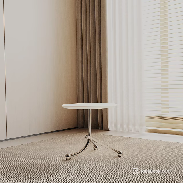 Modern Elegant Side Table With White Tabletop And Metal Frame In Living Room Interior 3d model 
