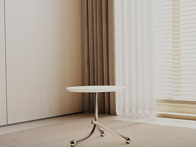 Modern Elegant Side Table With White Tabletop And Metal Frame In Living Room Interior 3d model