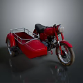 Vintage Red Motorcycle With Open Sidecar And Shiny Chrome Details On Dark Backdrop