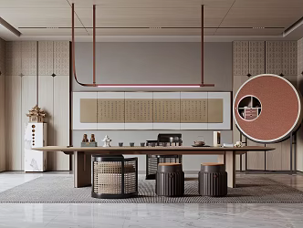 New Chinese Tea Table and Chair Tea Tasting Area 3d model