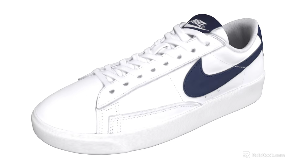 White Blue Casual Sneakers With Sleek Design White Upper Blue Logo For Everyday Wear 3d model 