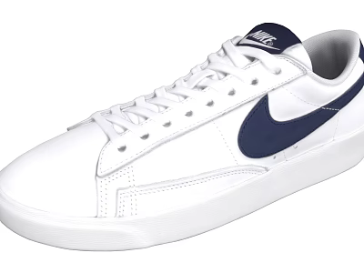 White Blue Casual Sneakers With Sleek Design White Upper Blue Logo For Everyday Wear 3d model