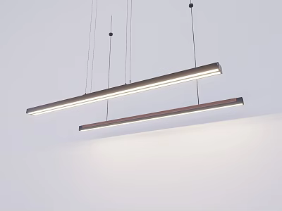Modern Linear Pendant Lights Hanging In Minimalist Space With Soft Illumination 3d model