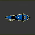 Blue Suzuki Sporty Motorcycle With Streamlined Body Green Red Stripes And Black Wheels