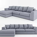 Modern Light Gray Fabric Sectional Sofa With L Shaped Design And Multiple Plush Cushions 3d model
