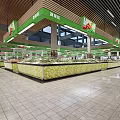 Modern Supermarket Fresh Meat Section With Display Counters Bright Lighting And Fresh Produce