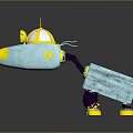 Character Toy Airplane With Biological Design Golden Head Big Eyes Purple Spring Legs