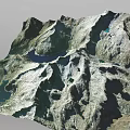 Snow Covered Mountain Landscape with Deep Valleys and Turquoise Lakes in Natural Scenic Environment