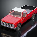 Vintage Red Pickup Truck With White Roof And Rustic Weathered Finish
