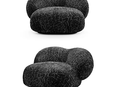 Modern Black Textured Bean Bag Chair With Comfortable Soft Upholstery Design 3d model