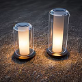 Outdoor Transparent Glass Lights With Illuminated Warm Glow And Stable Base On Ground