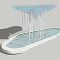 Modern Scenic Feature Wall Design With Layered Canopy Water Cascade And Pool Base 3d model
