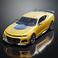Yellow Sports Car With Rear Spoiler Black Wheels And Sleek Body Design