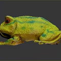 Vibrant Iridescent Frog With Shiny Yellow Green Spots On Dark Background