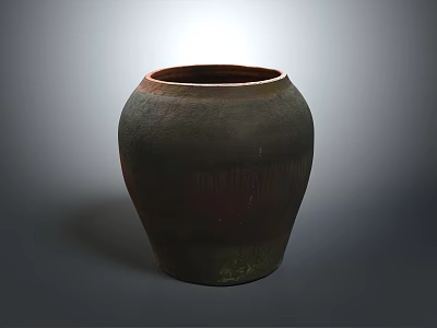 Rustic Dark Clay Jar With Textured Surface For Home Decoration 3d model