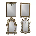 Ornate Decorative Mirrors With Intricate Golden Frames Reflecting Chairs And Interior