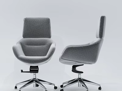 Two Comfortable Modern Upholstered Office Chairs With High Back Chrome Base And Swivel Wheels 3d model