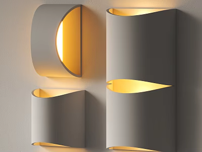 Modern White Wall Lamps with Sleek Curved Design and Warm Illumination Mounted on Wall 3d model