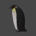 Cute Penguin With Black Head Yellow Neck And Pink Belly On Light Blue Background