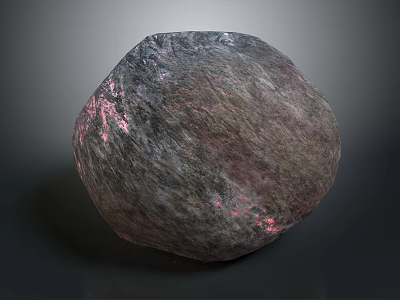 Spherical Gray Stone With Pink Shimmering Surface And Natural Texture 3d model