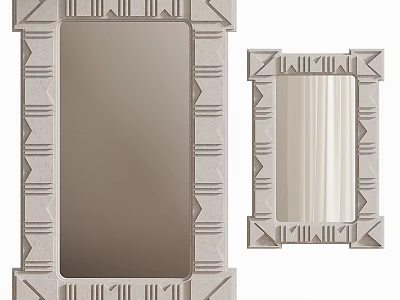 Large And Small Mirrors With Intricate Geometric Frame And Textured Border Design 3d model