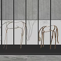 Modern Garden Ornament With Metal Line Horse Sculptures For Outdoor Design