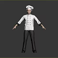 Game Movie Chef Character 3D Model Standing In White Uniform With Chef Hat