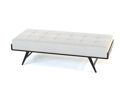 Modern Tufted Upholstered Sofa Bench With Black Metal Legs For Living Room 3d model
