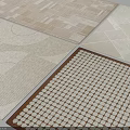 Square Rugs Featuring Various Geometric Circular And Dot Patterns In Neutral Tones 3d model