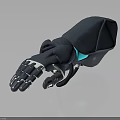 Futuristic Robotic Character Mechanical Arm With Blue Light And Detailed Structure Design